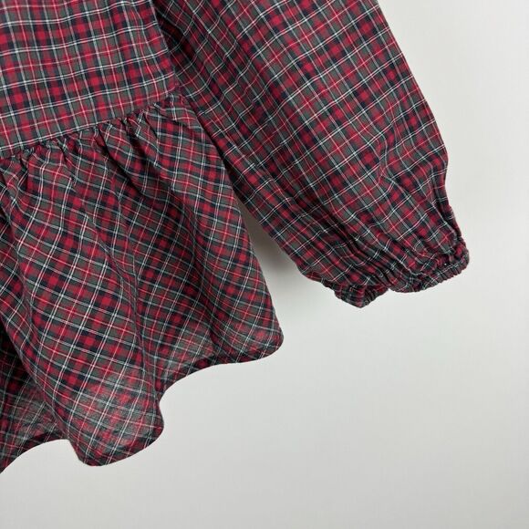 Ralph Lauren Girl's Plaid Red Green Tartan Long Sleeve Ruffle Buttons Top Size 5 - Picture 10 of 15